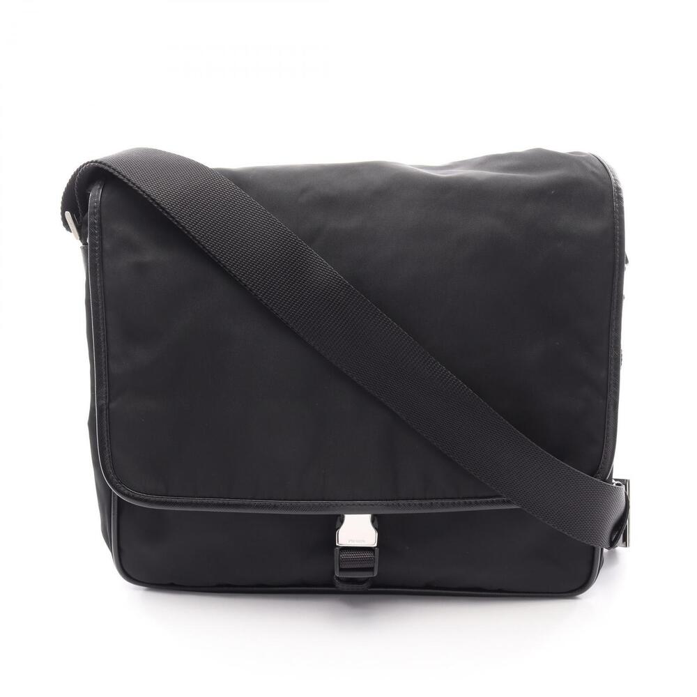 Prada Viaggio Saffiano Leather Shoulder Bag Black